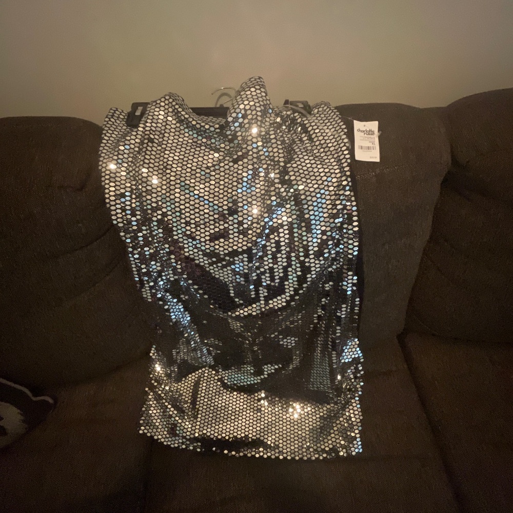 Silver halter dress